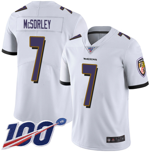 Baltimore Ravens Limited White Men Trace McSorley Road Jersey NFL Football #7 100th Season Vapor Untouchable